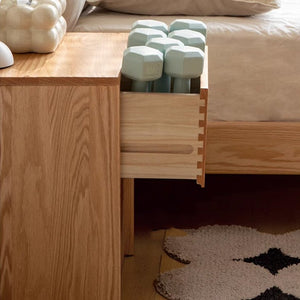 Warburg Natural Solid Oak Bedside Table - Oak Furniture Store