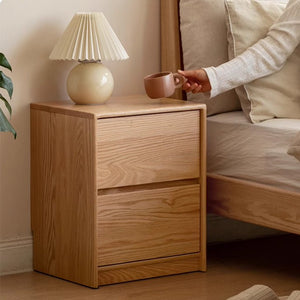 Warburg Natural Solid Oak Bedside Table - Oak Furniture Store