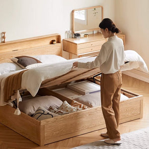 Warburg Natural Solid Oak Box Body Bed Frame - Oak Furniture Store