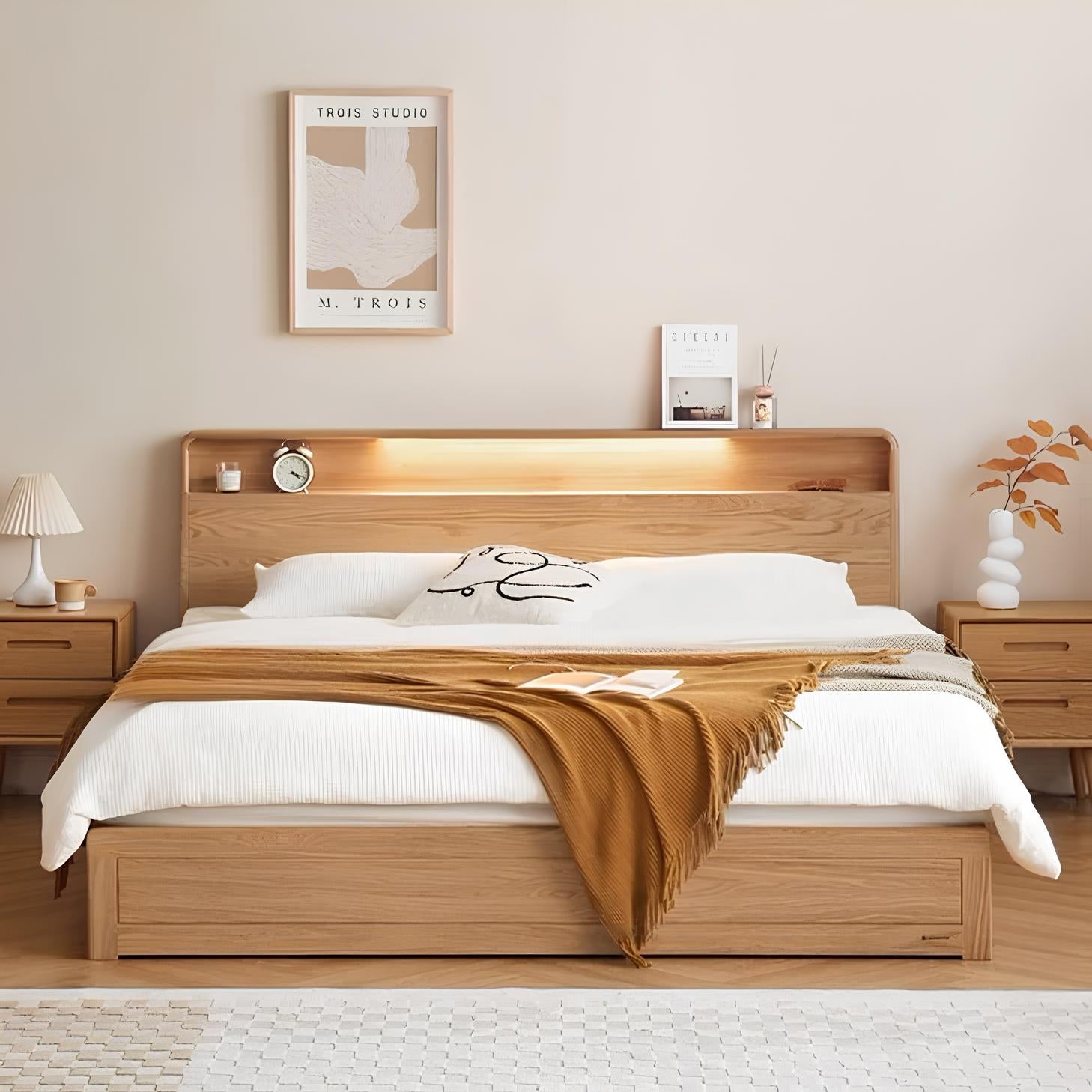 Warburg Natural Solid Oak Box Body Bed Frame | Oak Furniture Store