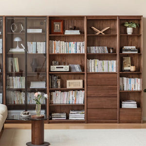 Warburg Natural Solid Walnut Bookcase - Oak Furniture Store