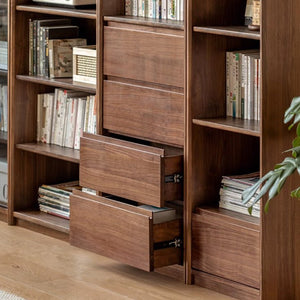 Warburg Natural Solid Walnut Bookcase - Oak Furniture Store