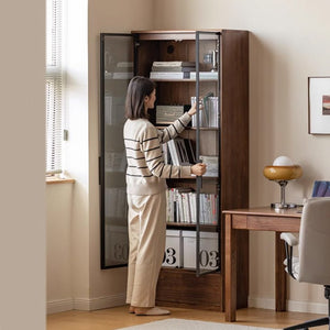 Warburg Natural Solid Walnut Bookcase - Oak Furniture Store