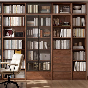 Warburg Natural Solid Walnut Bookcase - Oak Furniture Store