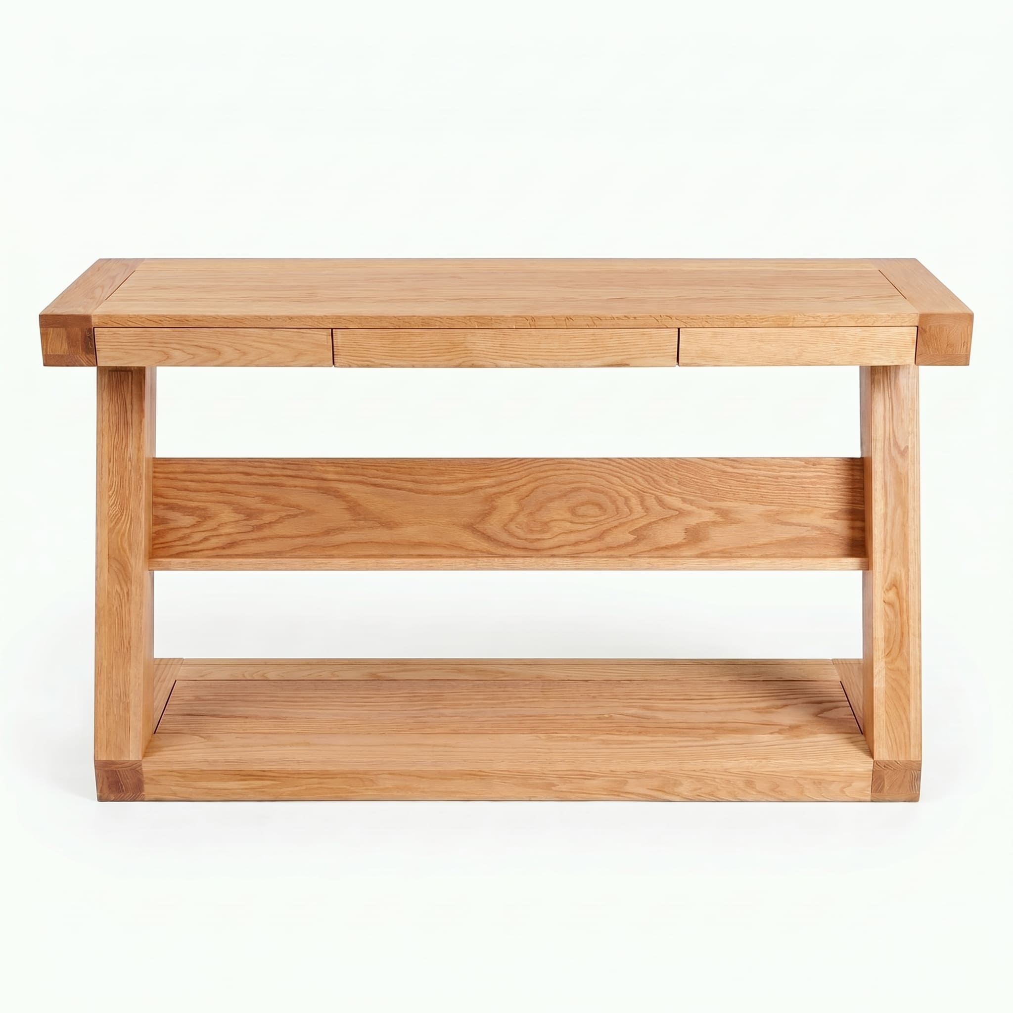 Natural oak console table with drawers and display shelf for modern NZ and AU homes