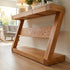 Natural solid oak console table with drawers, warm wood grain, and hallway storage design