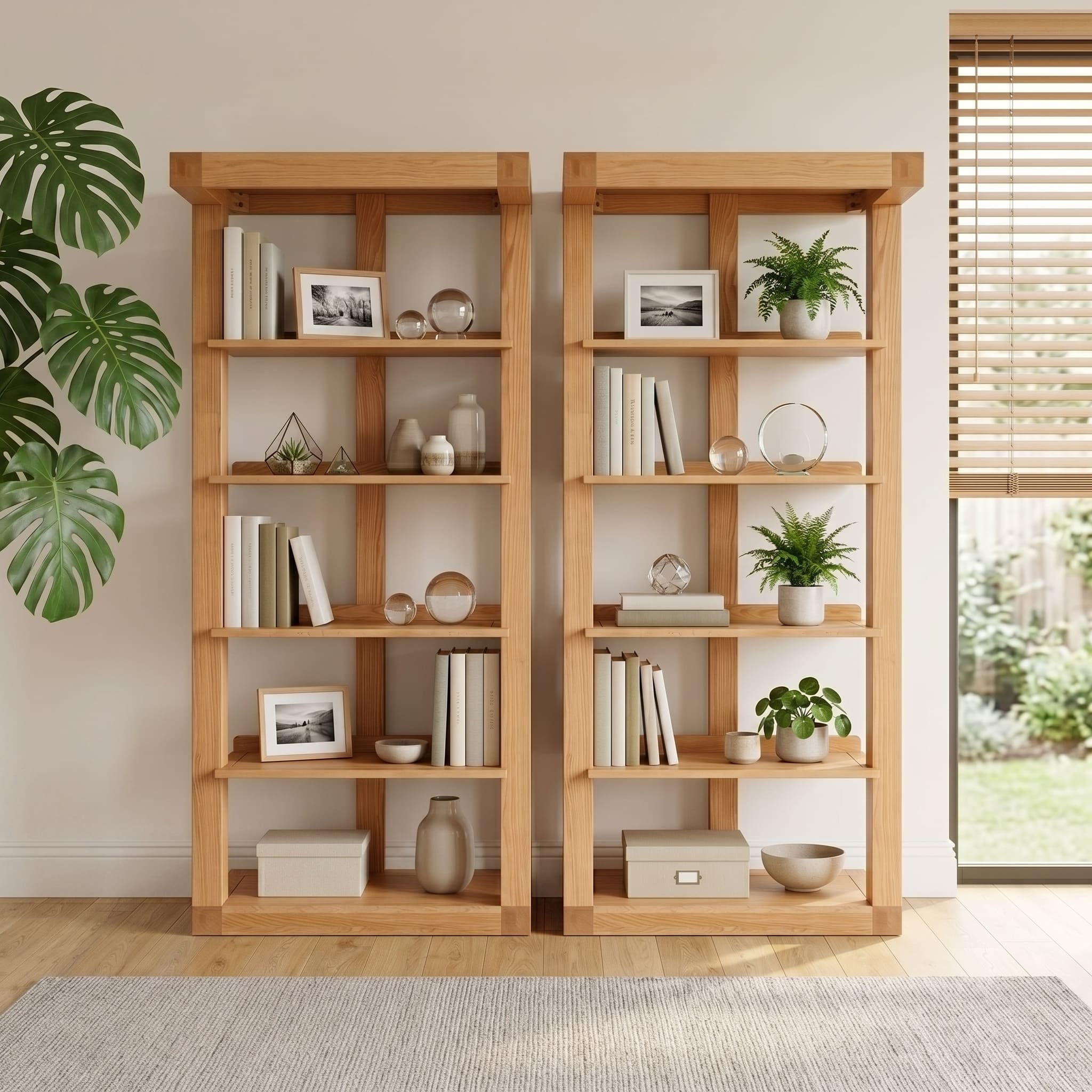 Zetland Natural Solid Oak Large Bookshelf with spacious shelves and sturdy timber frame