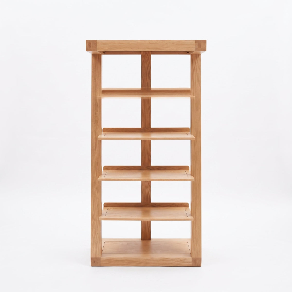 Zetland Natural Solid Oak Large Bookshelf styled with books, plants, and home décor in a bright living room