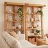 Natural solid oak shelving unit for living room, study, hallway, or home office organisation