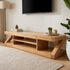 Large natural oak TV cabinet with sturdy solid wood construction and practical media storage