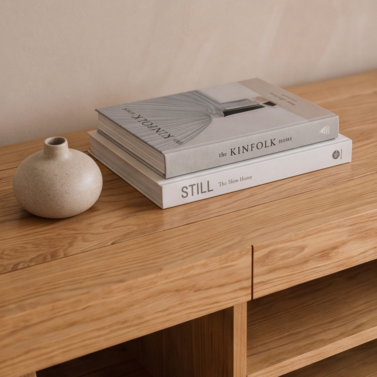 Zetland oak entertainment unit for living room media storage and modern TV display