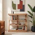Solid oak small bookshelf with open shelf design for books, ornaments, and everyday storage
