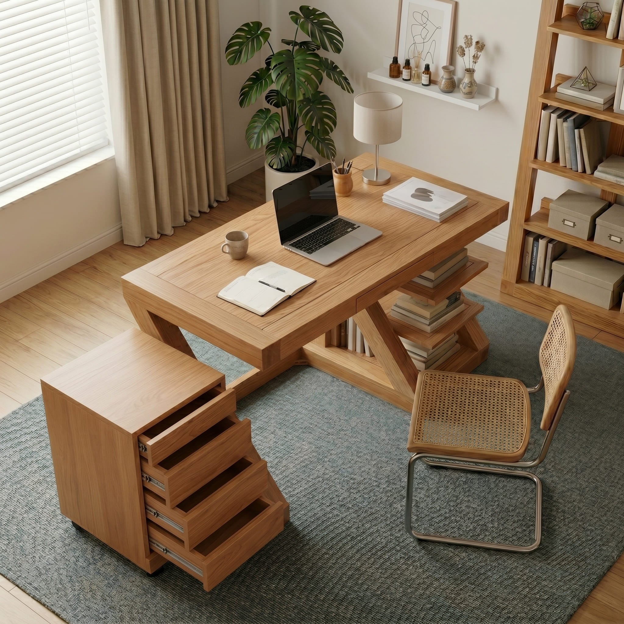 Zetland Natural Solid Oak Work Station for home office, study corner, and modern workspace styling