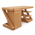 Natural solid oak work station with spacious desktop, storage drawers, and open shelving