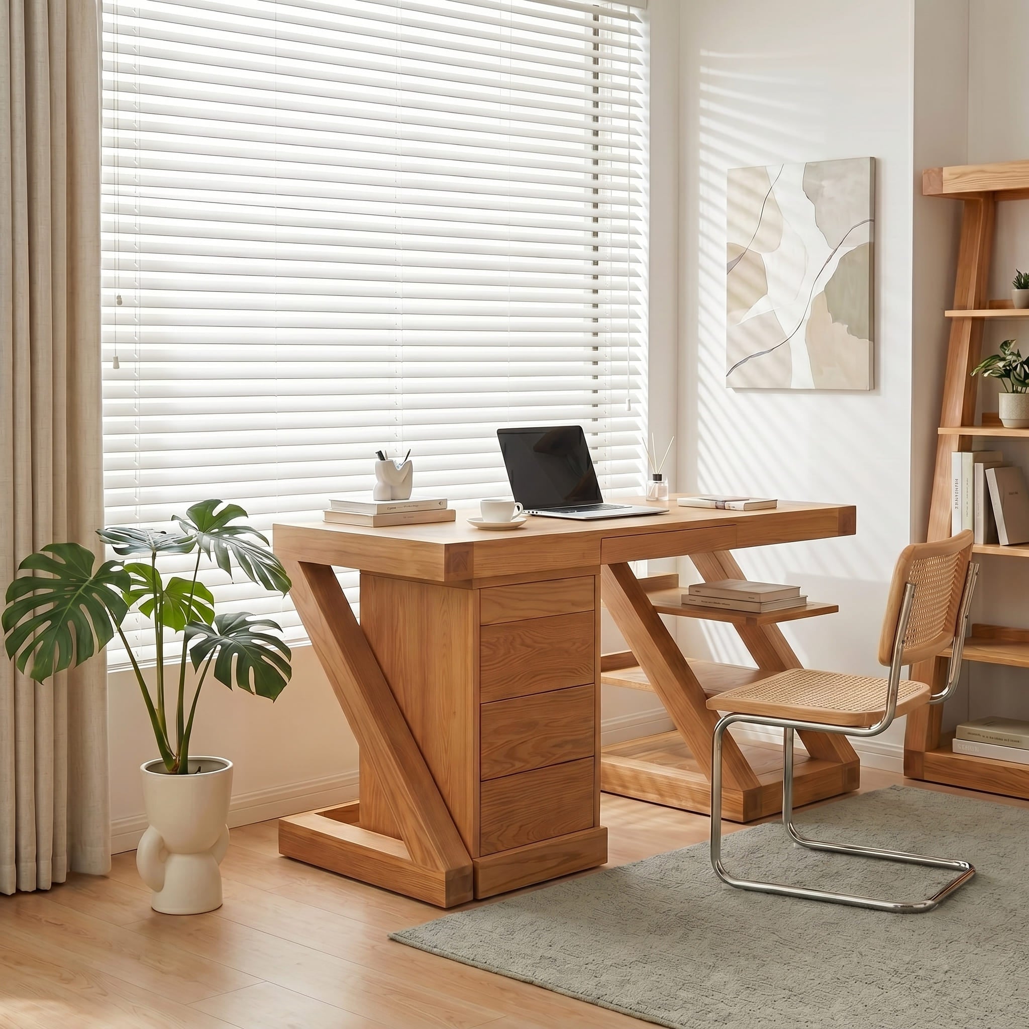 Solid oak desk with side drawer unit for home office organisation and everyday productivity