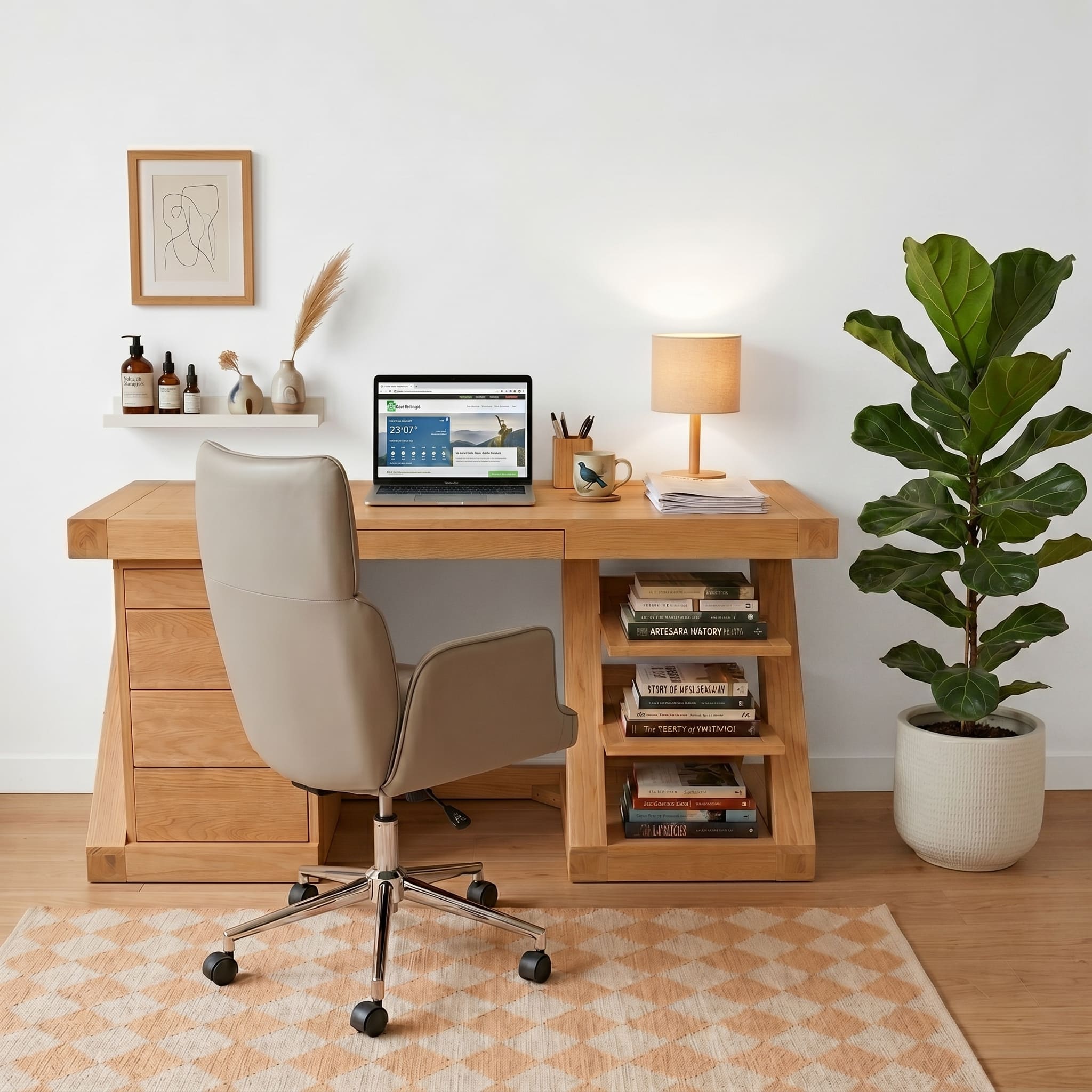 Natural oak study desk with minimalist design for modern NZ and AU homes