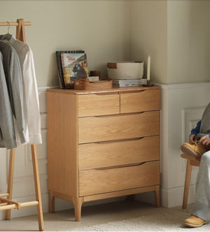 Berlin Natural Solid Oak 2 Over 3 Chest Drawers - Oak Furniture Store & Sofas