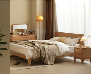 Berlin Natural Solid Oak Queen Size Bed - Oak Furniture Store & Sofas