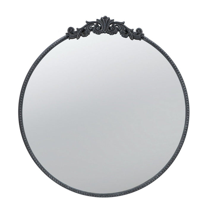 Black Metal Round Mirror RSE2472