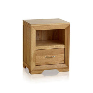 Chamfer Natural Solid Oak 1 Drawer Bedside Table - Oak Furniture Store & Sofas