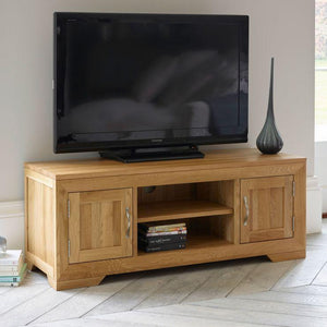 Chamfer Natural Solid Oak 2 Doors TV Unit - Oak Furniture Store & Sofas