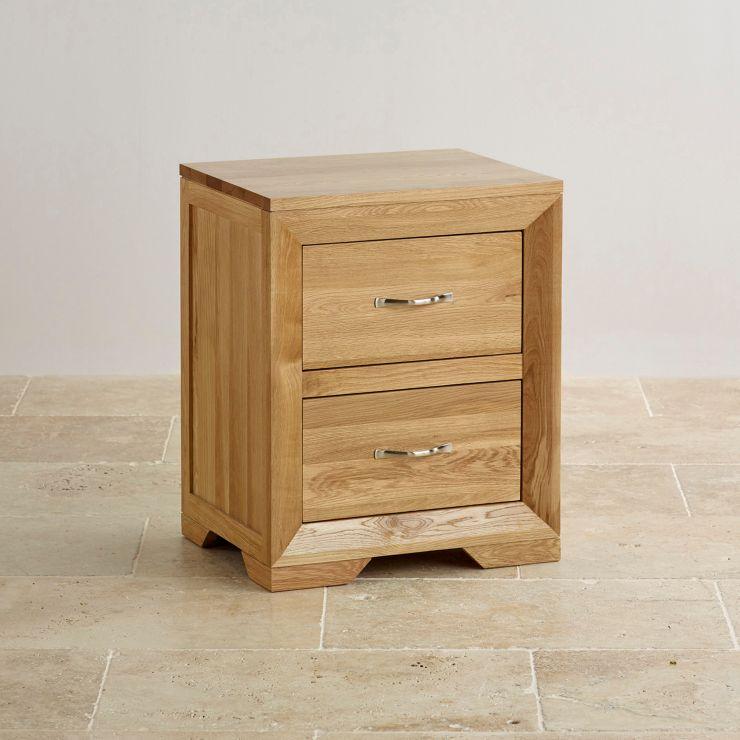 Chamfer Natural Solid Oak Bedside Table - Oak Furniture Store