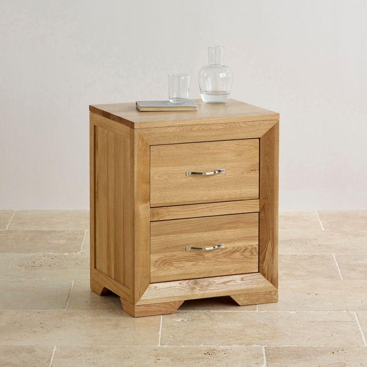 Chamfer Natural Solid Oak 2 Drawers Bedside Table - Oak Furniture Store & Sofas