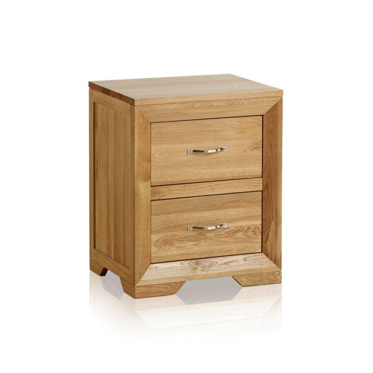 Chamfer Natural Solid Oak Bedside Table - Oak Furniture Store