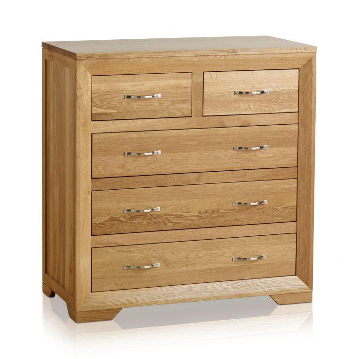 Chamfer Solid Oak 2 over 3 Chest of Drawers - Oak Furniture Store