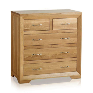 Chamfer Natural Solid Oak 2 over 3 Chest - Oak Furniture Store & Sofas