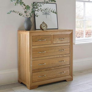 Chamfer Natural Solid Oak 2 over 3 Chest - Oak Furniture Store & Sofas