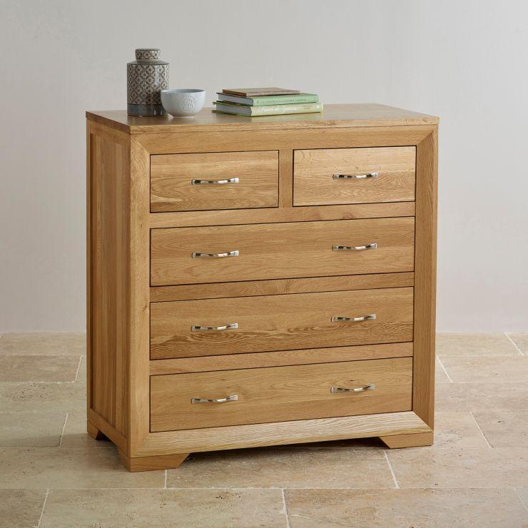 Chamfer Solid Oak 2 over 3 Chest of Drawers - Oak Furniture Store