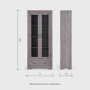 Chamfer Natural Solid Oak Glazed Display/Book Cabinet - Oak Furniture Store & Sofas