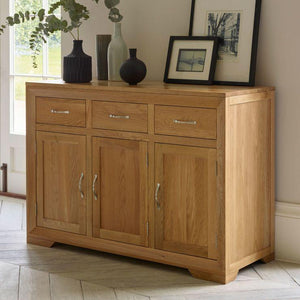 Chamfer Natural Solid Oak Large Sideboard - Oak Furniture Store & Sofas