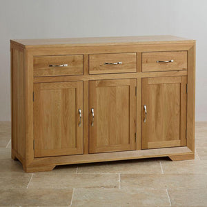 Chamfer Natural Solid Oak Large Sideboard - Oak Furniture Store & Sofas