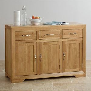 Chamfer Natural Solid Oak Large Sideboard - Oak Furniture Store & Sofas