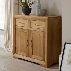 Chamfer Natural Solid Oak Small Sideboard - Oak Furniture Store & Sofas