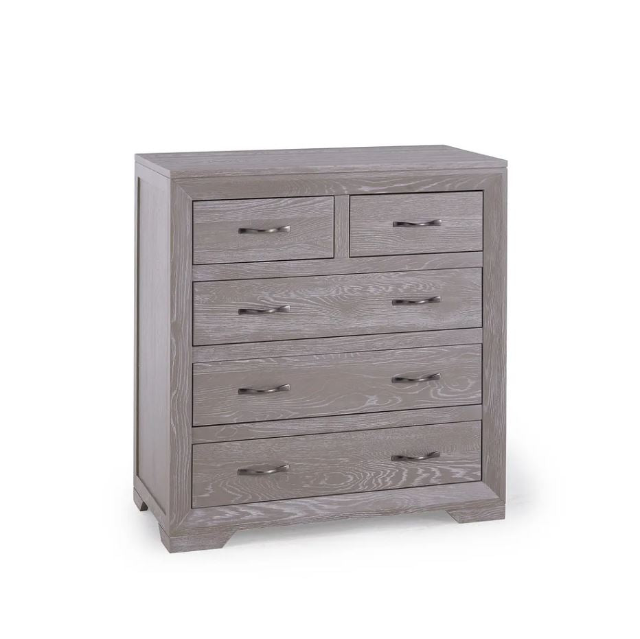 Chamfer Solid Oak 2 over 3 Chest of Drawers - Oak Furniture Store