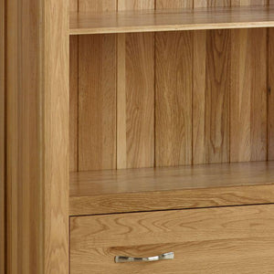 Chamfer Tall Bookcase with Drawers - Oak Furniture Store & Sofas