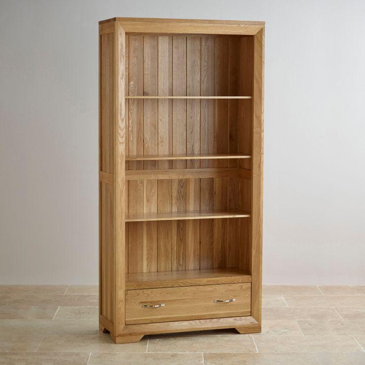Chamfer Solid Oak Large Bookcase - Oak Furniture Store