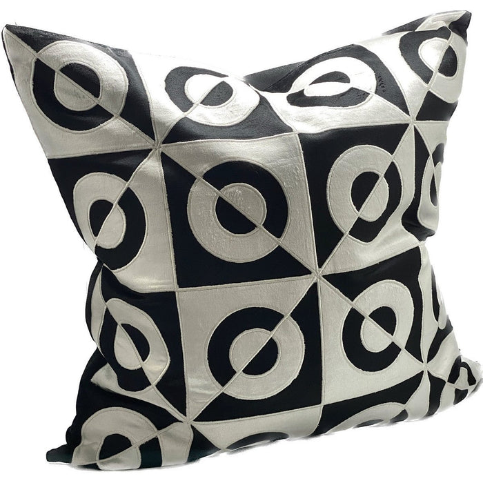 Embroidered Elite Black White Cushion RIH6025