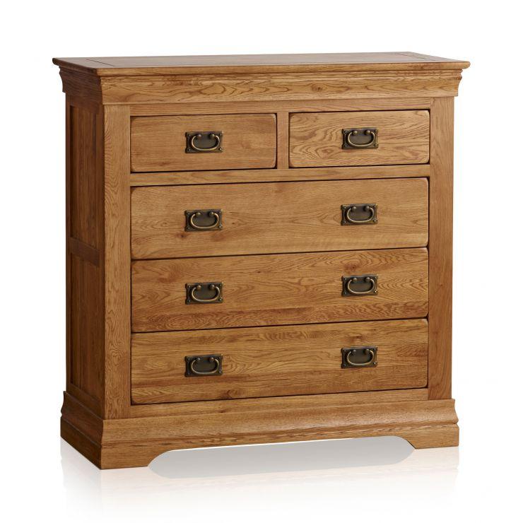 French Rustic Solid Oak 2+3 Chest Of Drawers - Oak Furniture Store