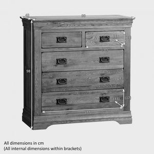 French Rustic Solid Oak 2+3 Chest Of Drawers - Oak Furniture Store & Sofas