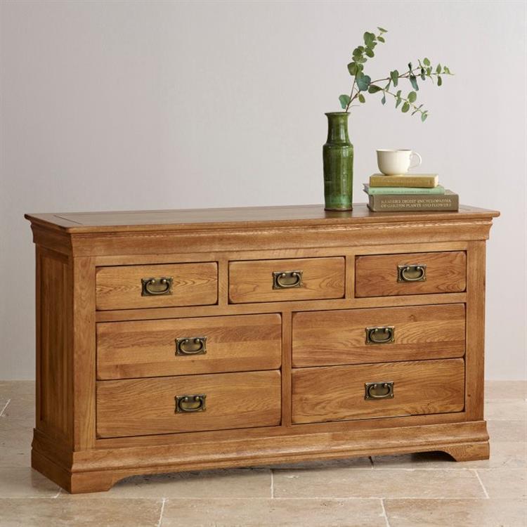 French Rustic Solid Oak 3+4 Chest Of Drawers - Oak Furniture Store