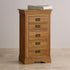French Rustic Solid Oak 5 Drawers Tallboy - Oak Furniture Store