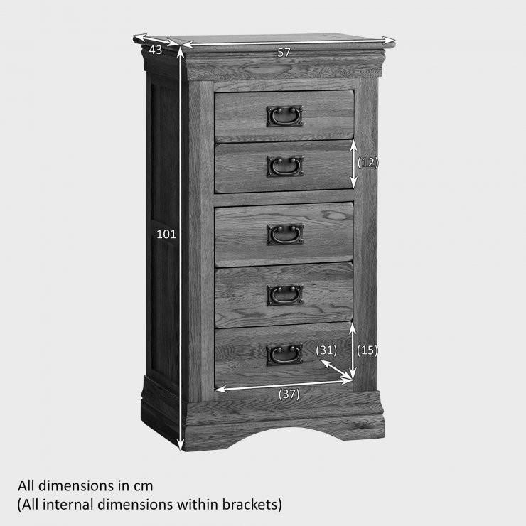 French Rustic Solid Oak 5 Drawers Tallboy - Oak Furniture Store