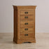 French Rustic Solid Oak 5 Drawers Tallboy - Oak Furniture Store