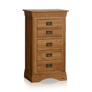 French Rustic Solid Oak 5 Drawers Wellington - Oak Furniture Store & Sofas