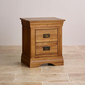 French Rustic Solid Oak Bedside Table - Oak Furniture Store & Sofas