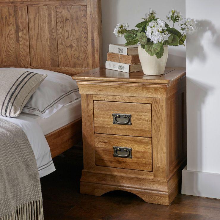 French Rustic Solid Oak Bedside Table - Oak Furniture Store